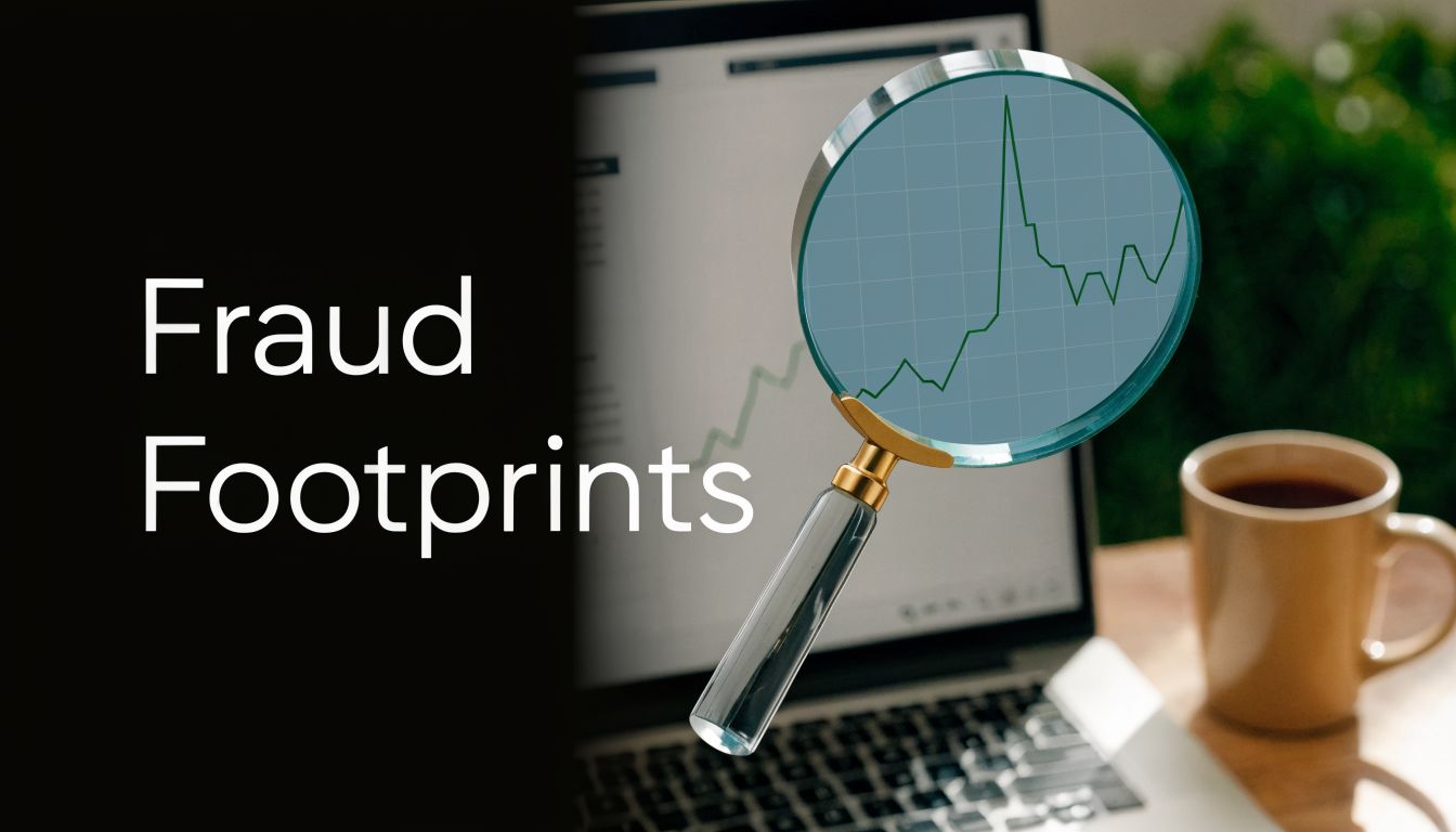 A magnifying glass focusing on a sharp upward spike in a digital financial data line chart.