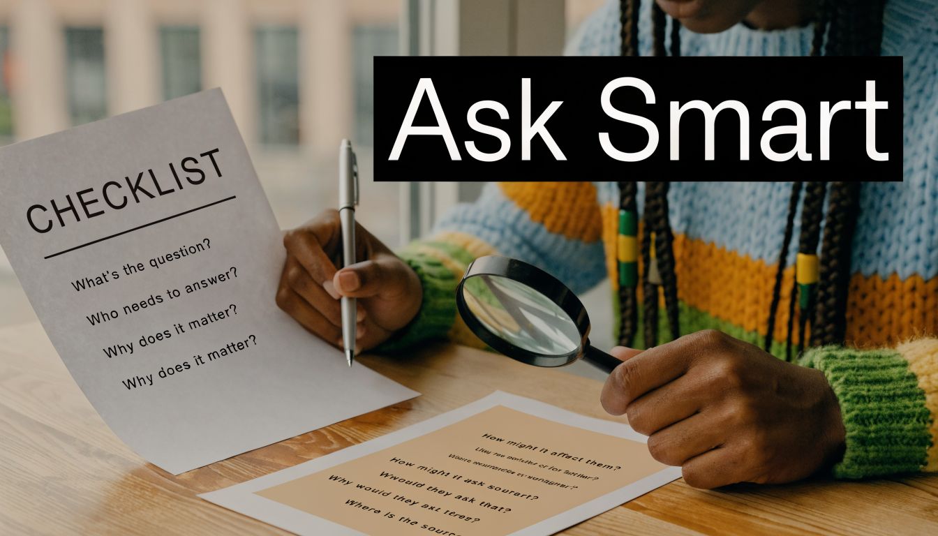 A person writing on a checklist while using a magnifying glass to examine a document.