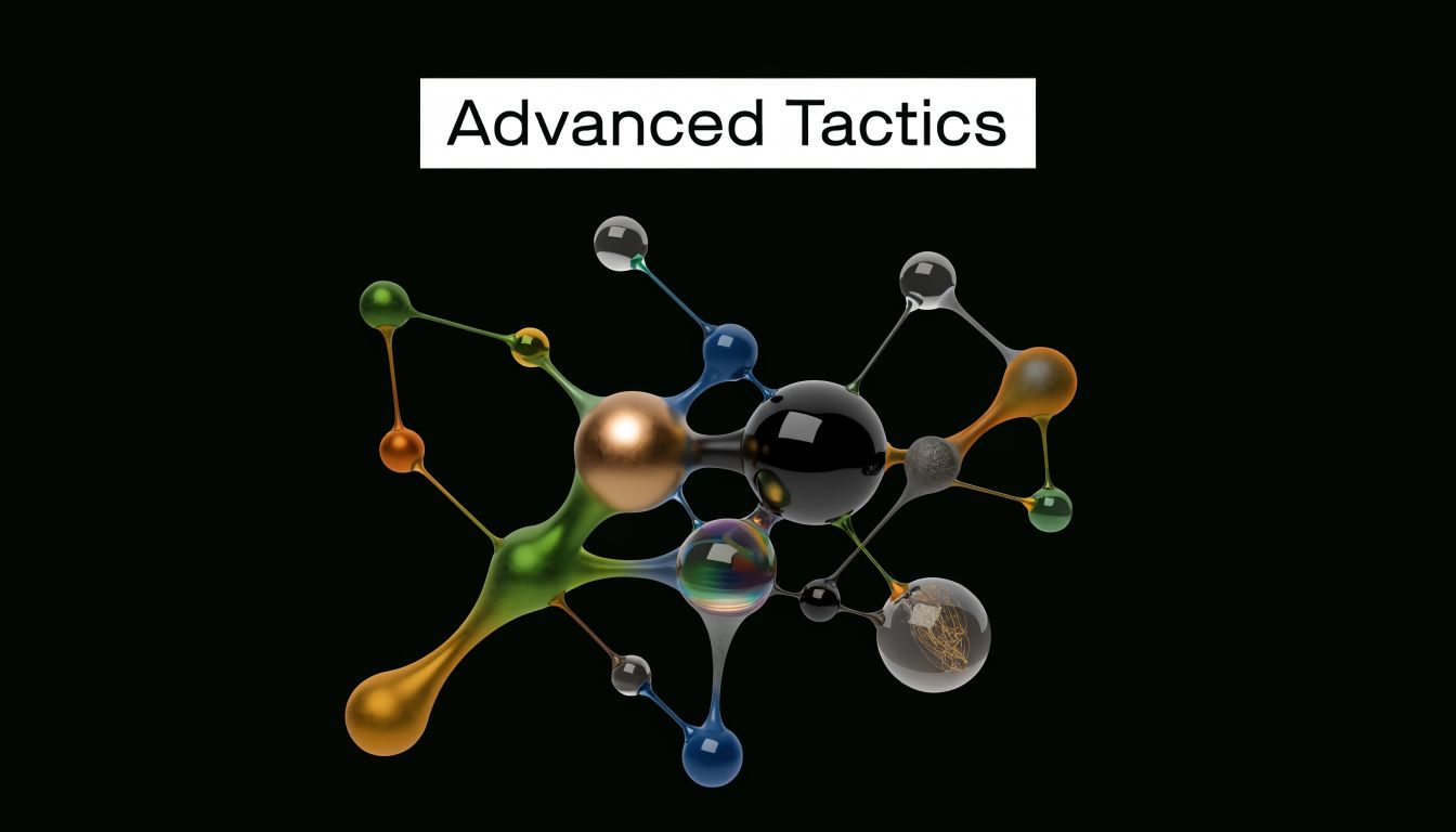 A 3D abstract digital network structure with metallic and glass spheres connected by flowing lines.